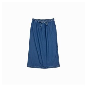 LONDONJEAN Blue Denim Jean Midi Skirt Slit Side Seams Heritage Vintage HK 8